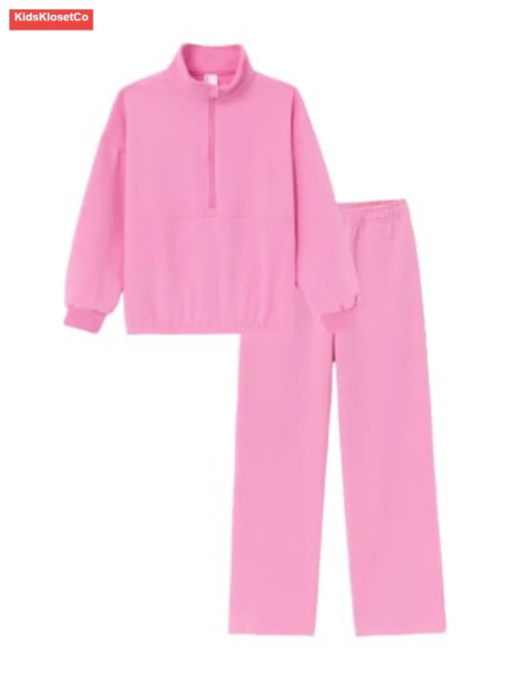 Girls 2-Piece Sweatsuit Half Zip Hoodie Wide Leg Pants Set 5-16Y